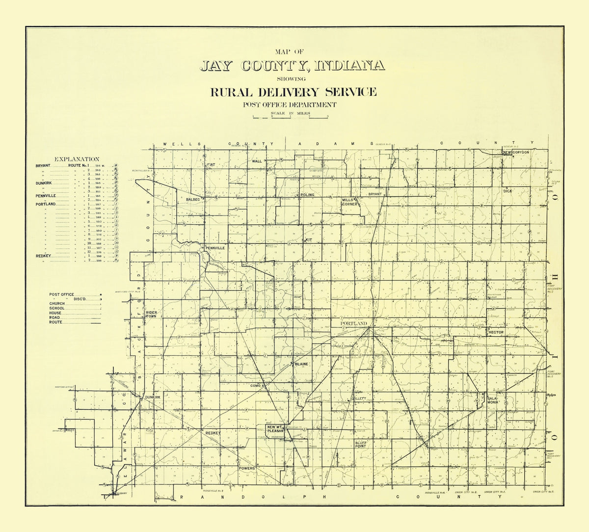 Preview of Vintage Map of Jay County, Indiana 1910