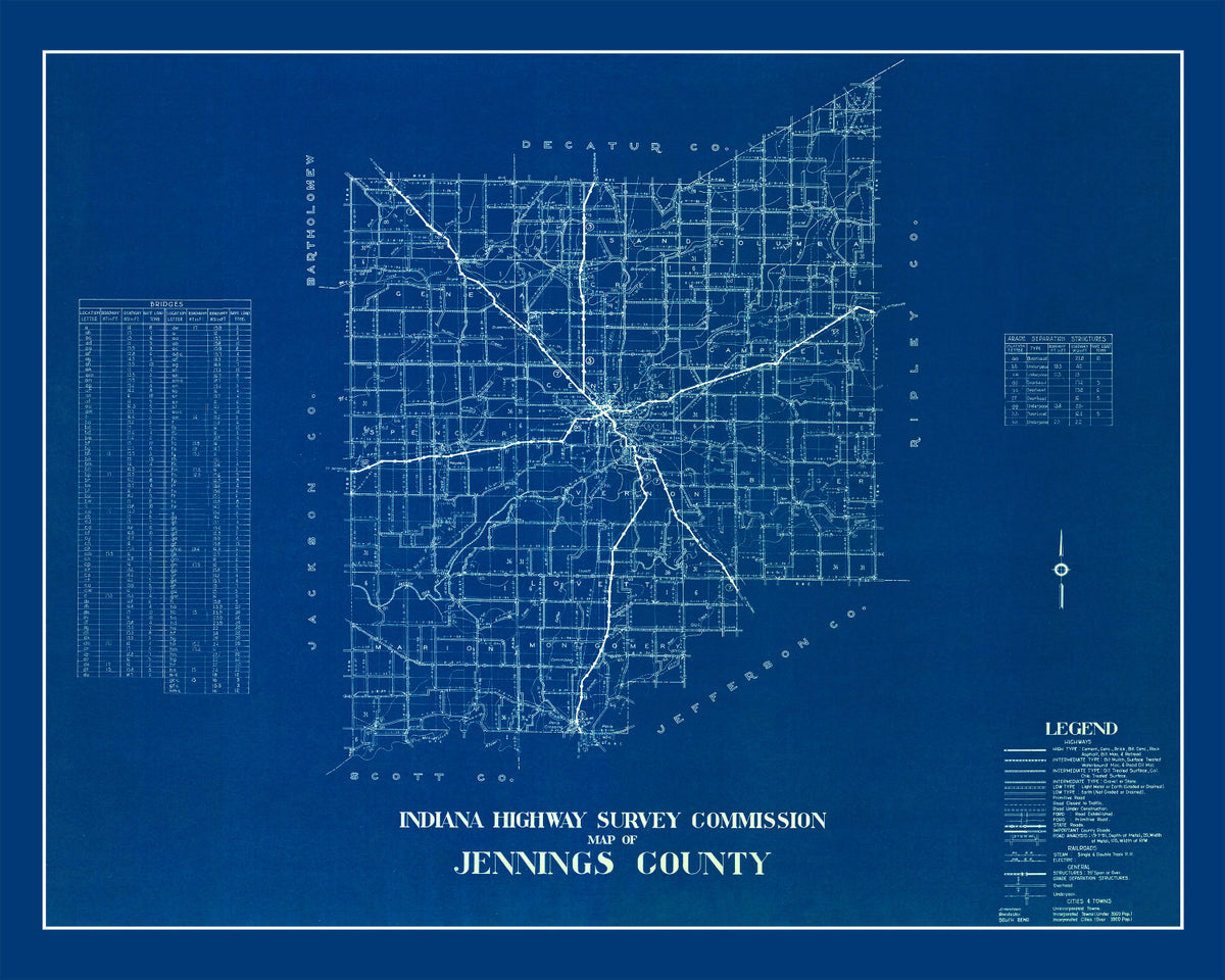 Preview of Vintage Map of Jennings County, Indiana 1936