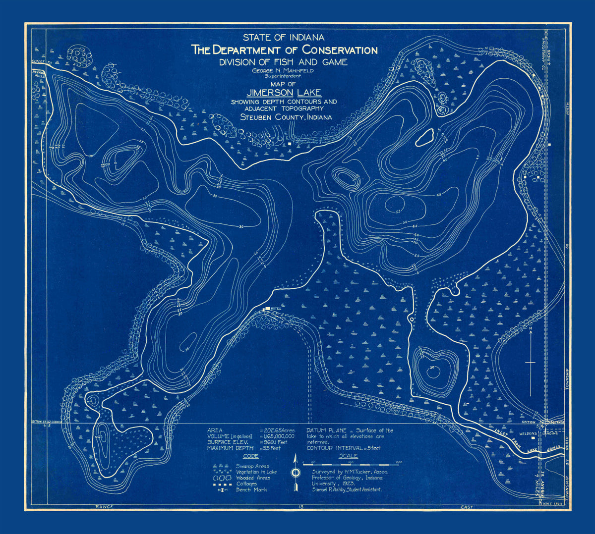 Preview of Vintage Jimerson Lake, IN Map 1923