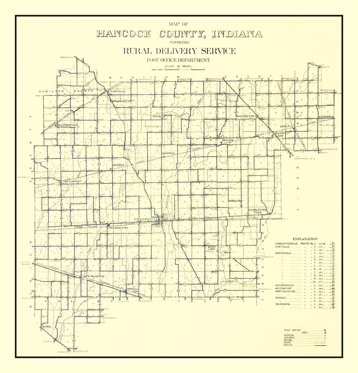 Preview of Vintage Map of Hancock County, Indiana 1911