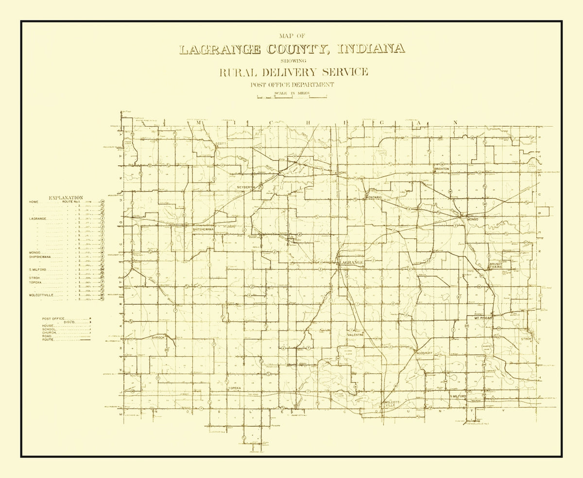 Preview of Vintage Map of LaGrange County, Indiana 1909