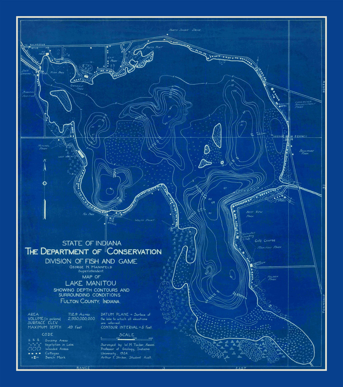 Preview of Vintage Lake Manitou, IN Map 1924