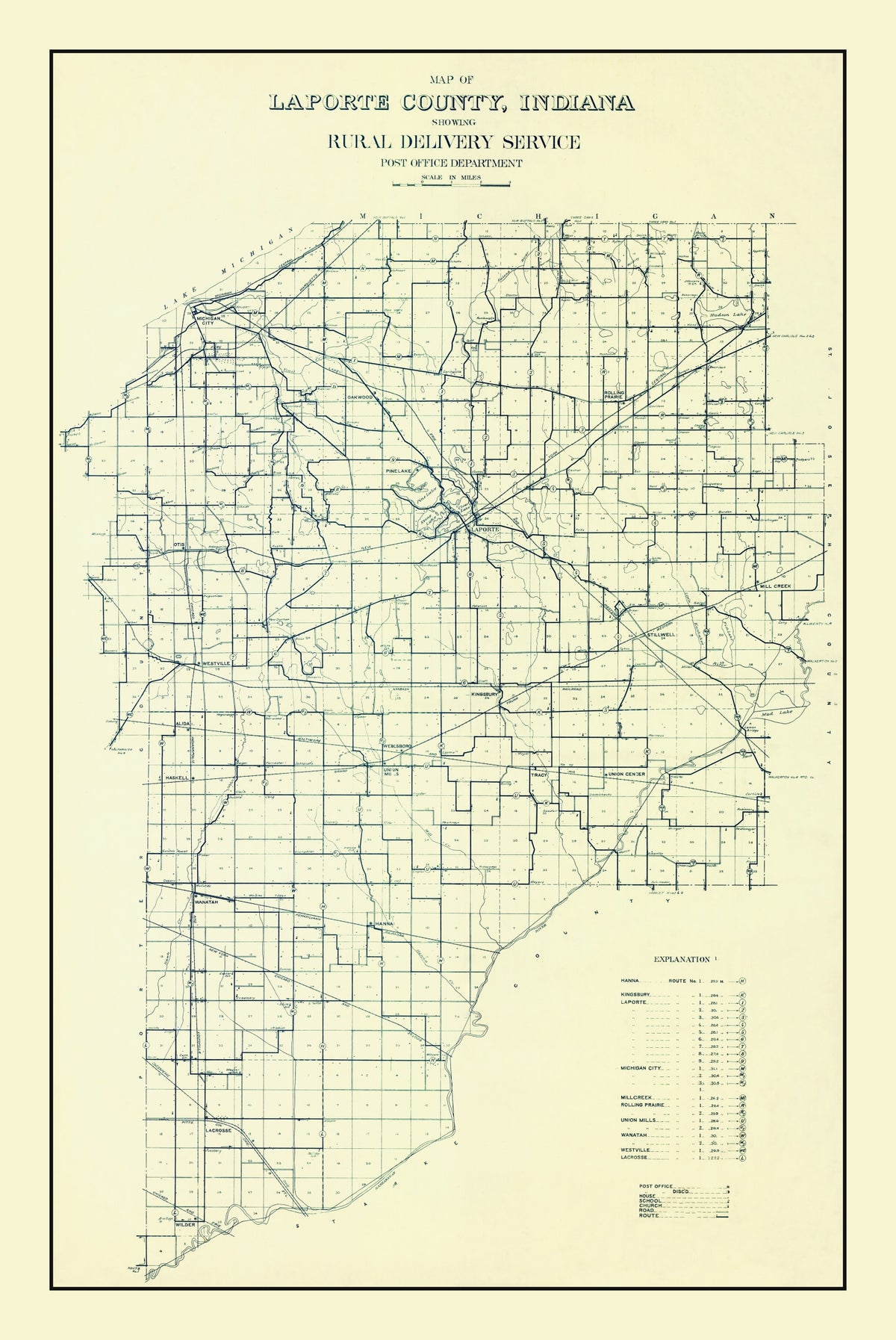 Preview of Vintage Map of LaPorte County, Indiana 1910
