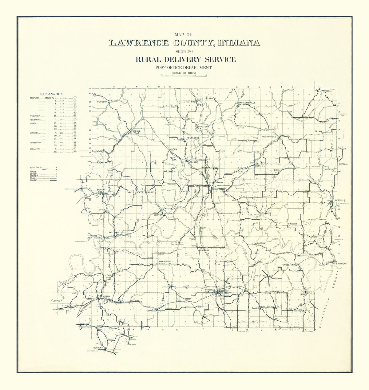 Preview of Vintage Map of Lawrence County, Indiana 1909