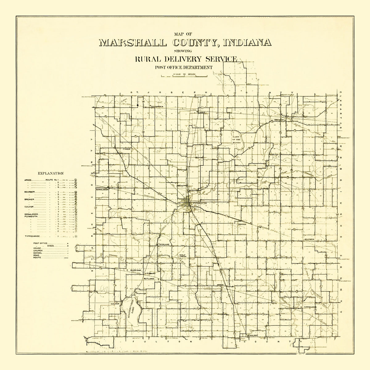 Preview of Vintage Map of Marshall County, Indiana 1910
