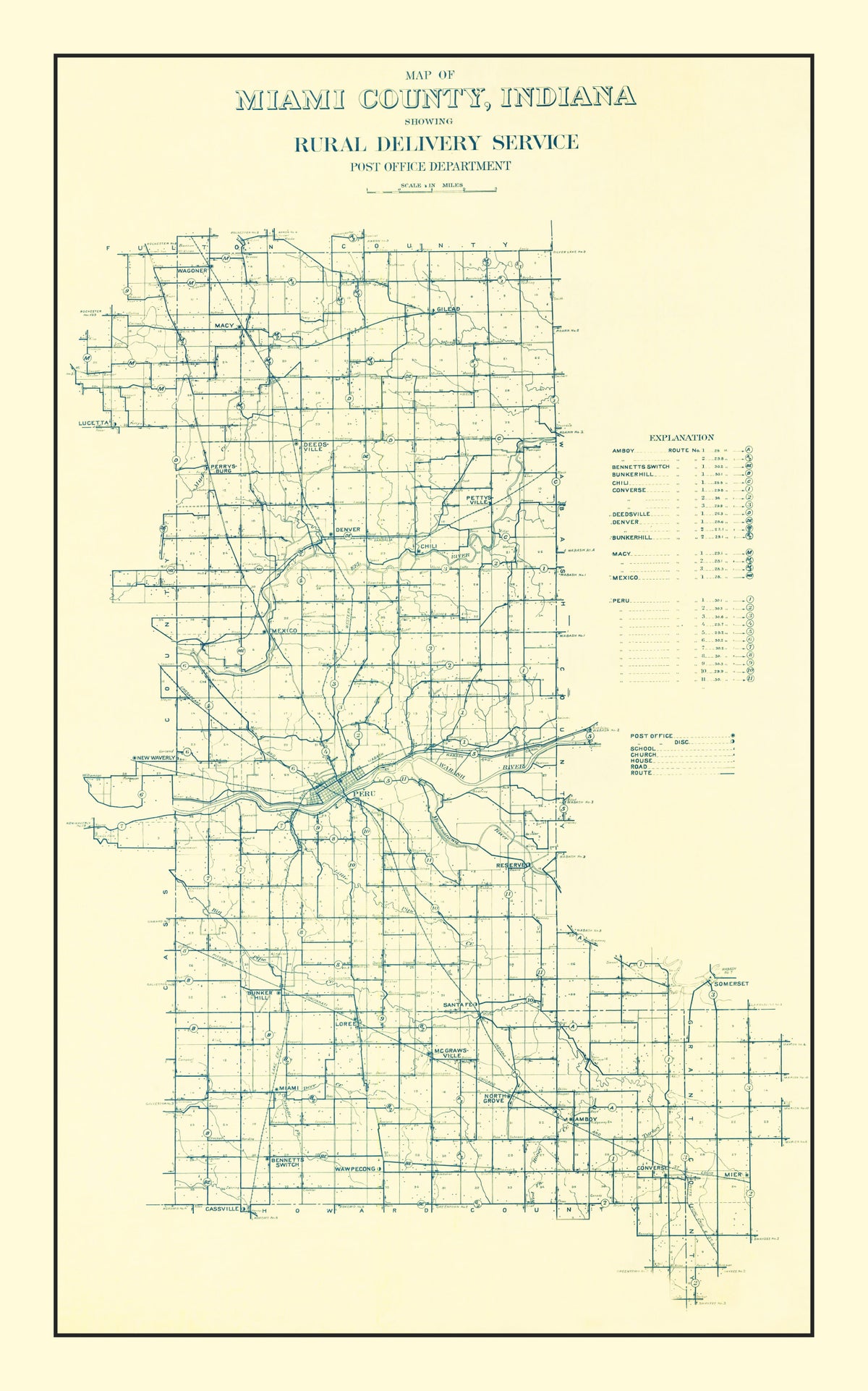Preview of Vintage Map of Miami County, Indiana 1911