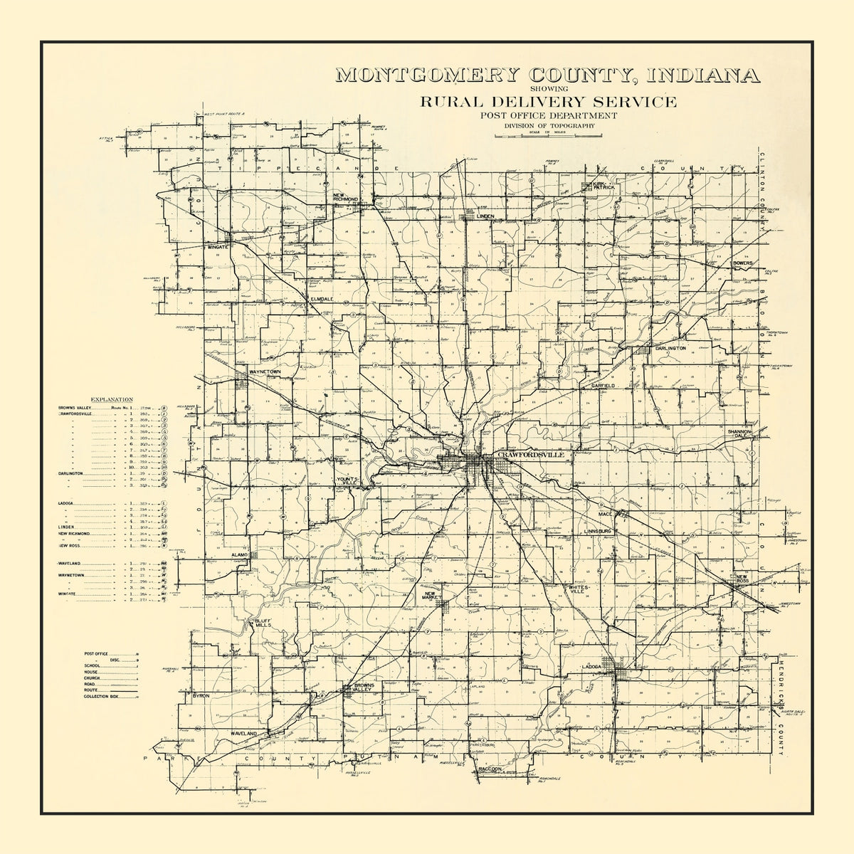 Preview of Vintage Map of Montgomery County, Indiana 1912