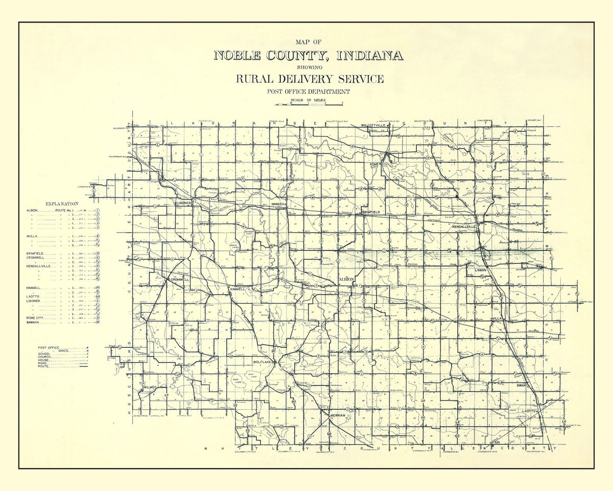 Preview of Vintage Map of Noble County, Indiana 1909