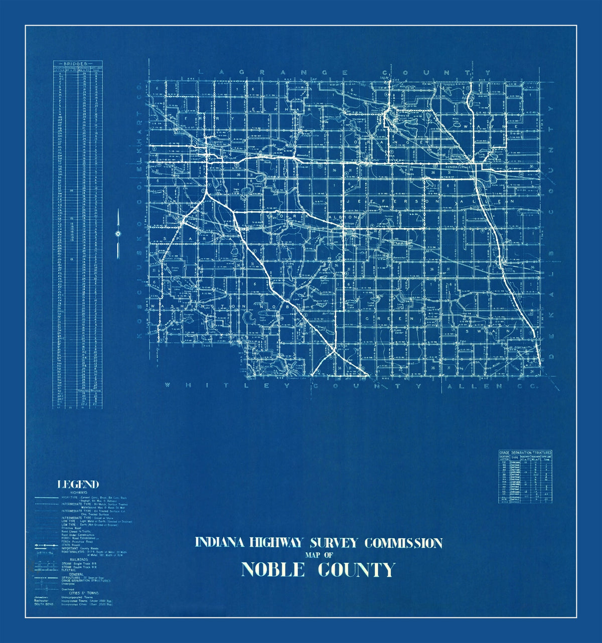 Preview of Vintage Map of Noble County, Indiana 1936