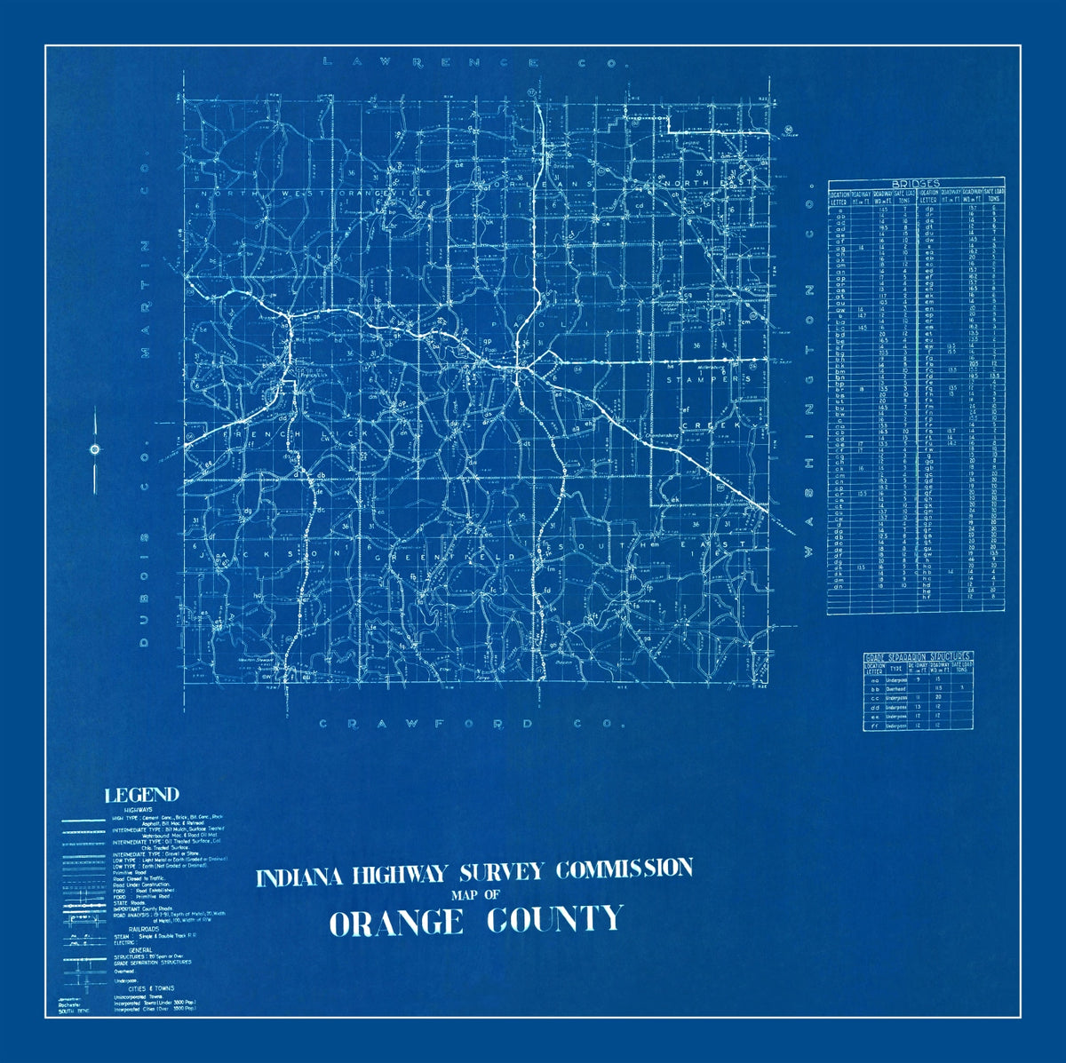 Preview of Vintage Map of Orange County, Indiana 1936