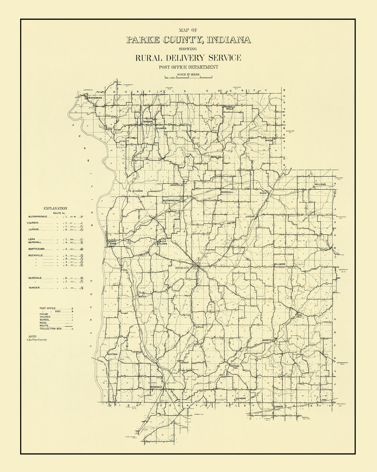 Preview of Vintage Map of Parke County, Indiana 1911