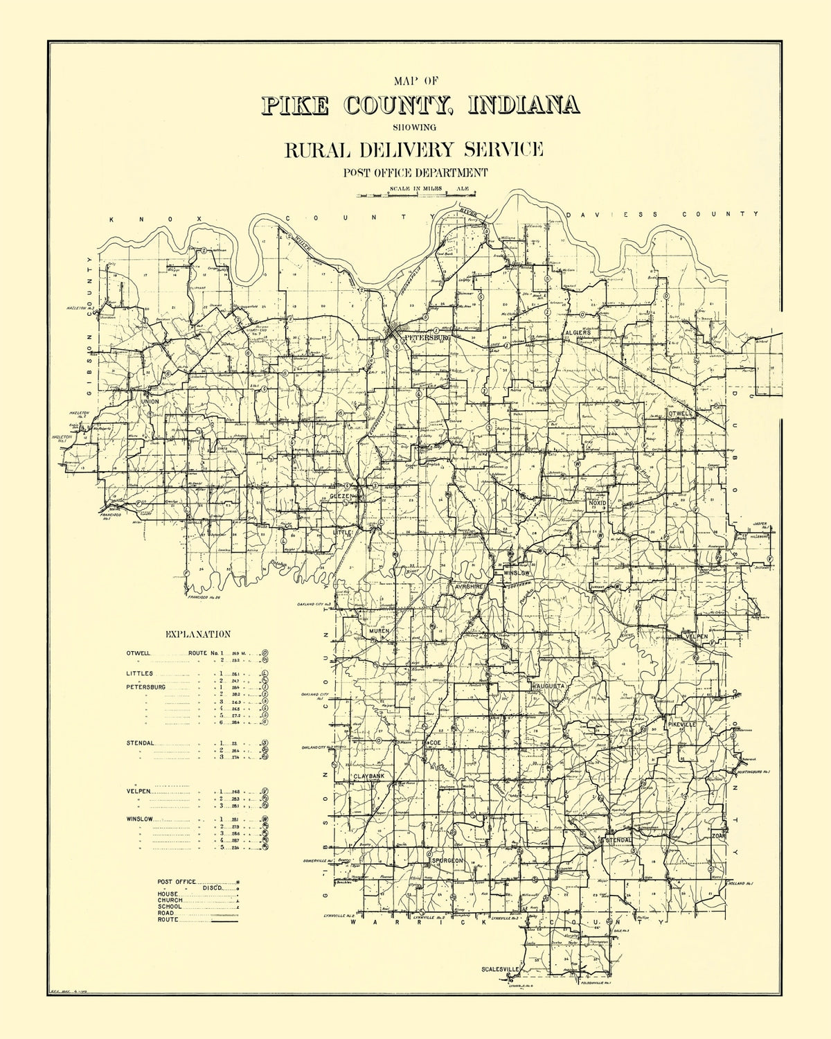 Preview of Vintage Map of Pike County, Indiana 1910