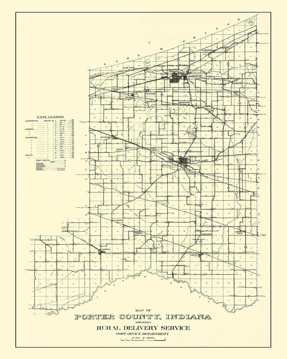 Preview of Vintage Map of Porter County, Indiana 1911