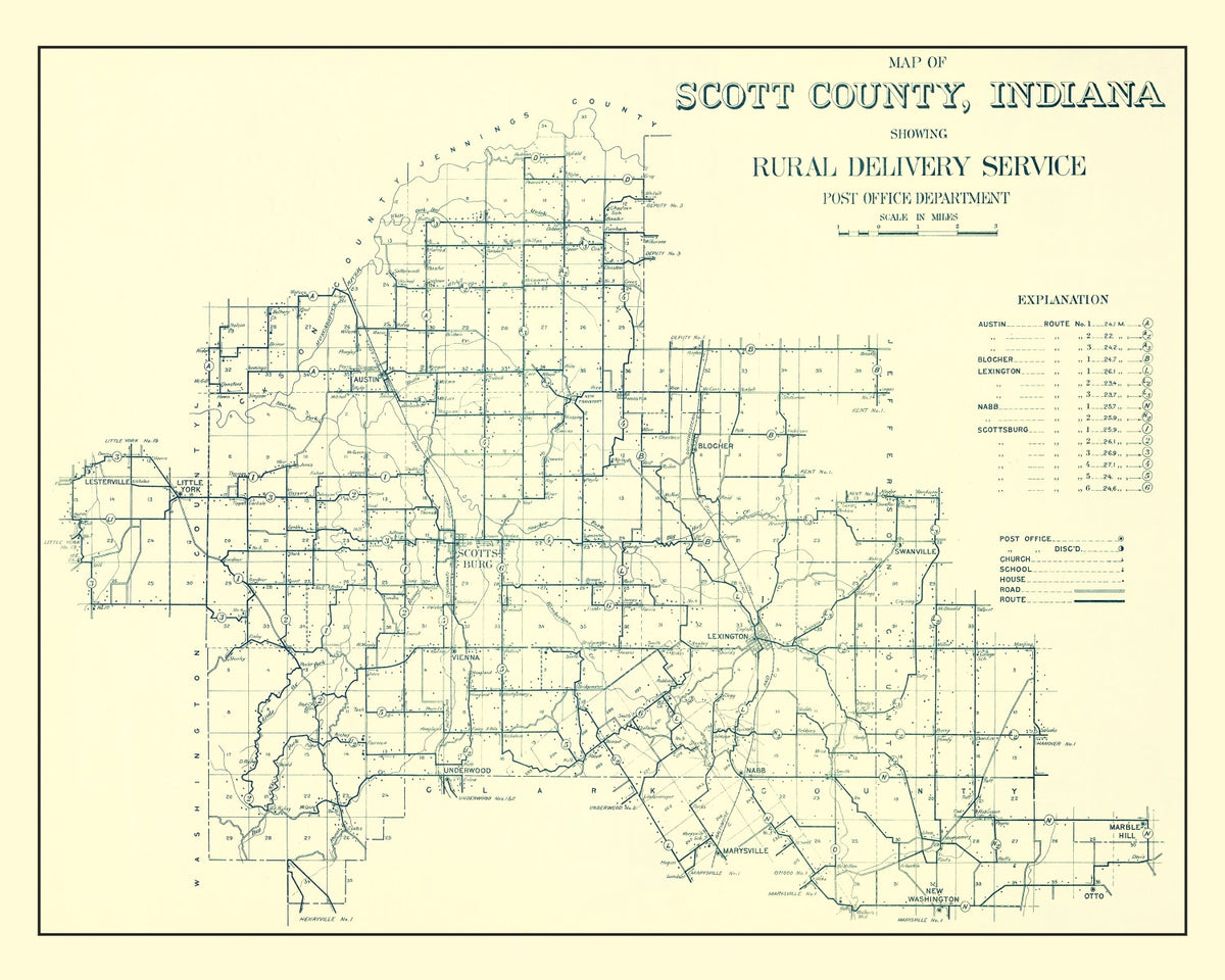 Preview of Vintage Map of Scott County, Indiana 1910