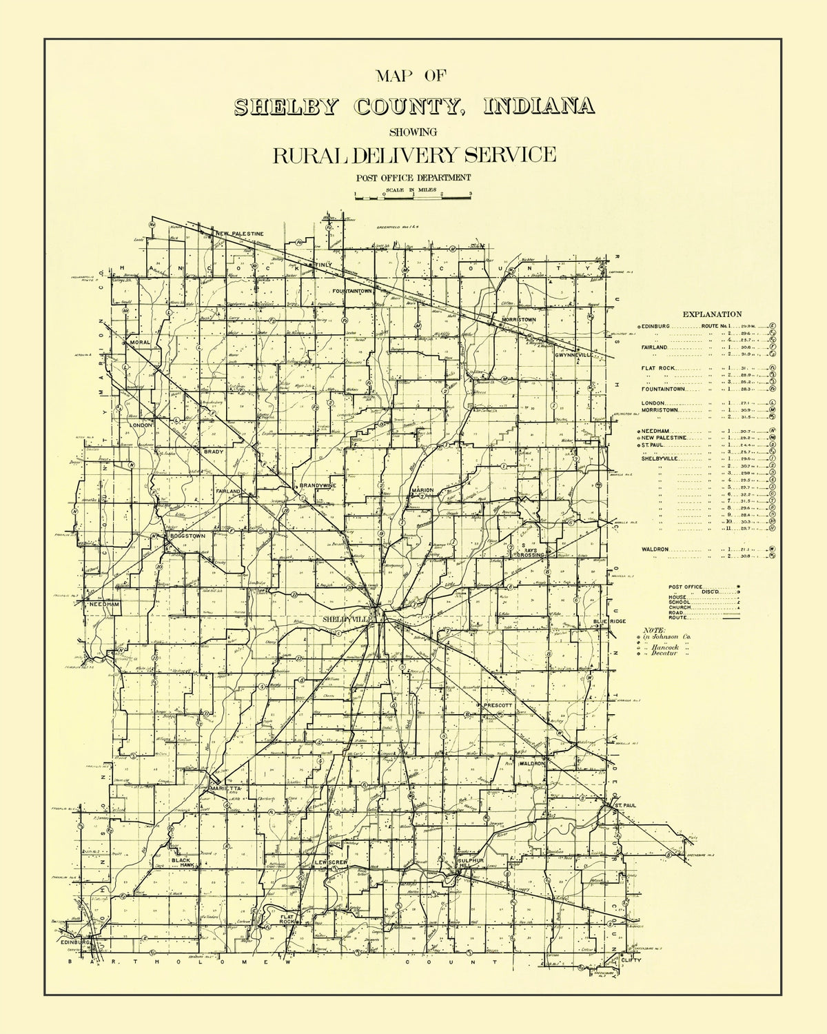 Preview of Vintage Map of Shelby County, Indiana 1909