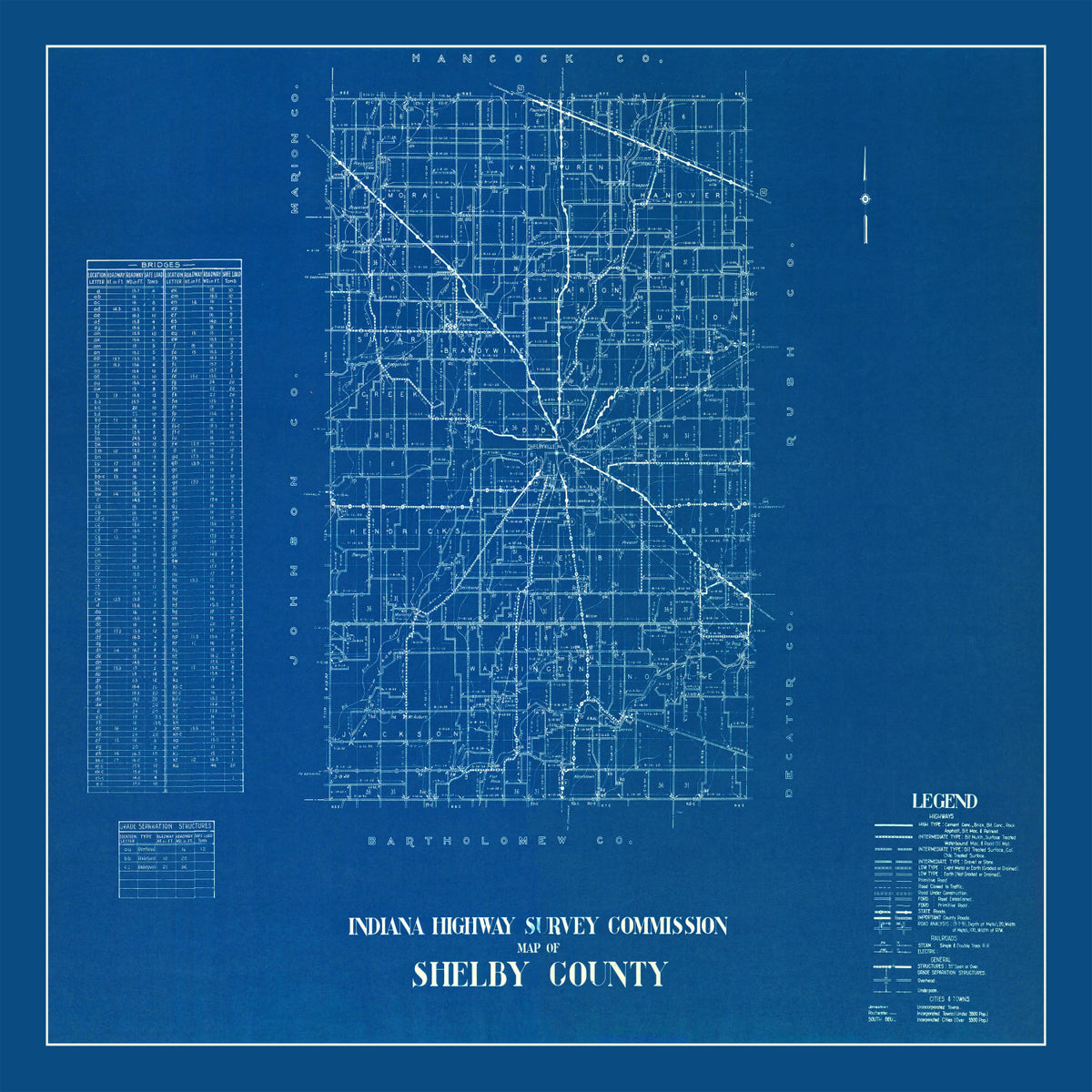 Preview of Vintage Map of Shelby County, Indiana 1936