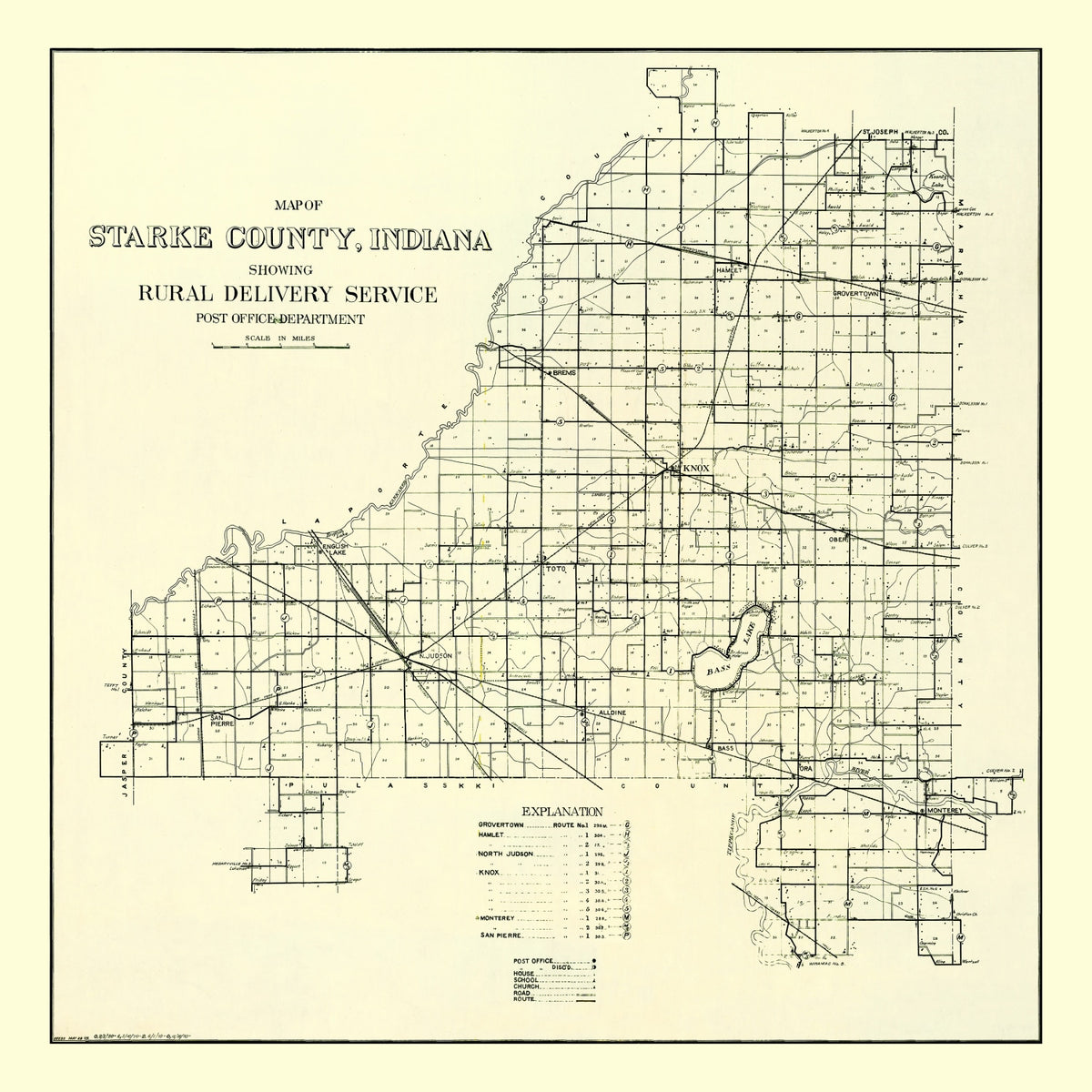 Preview of Vintage Map of Starke County, Indiana 1909