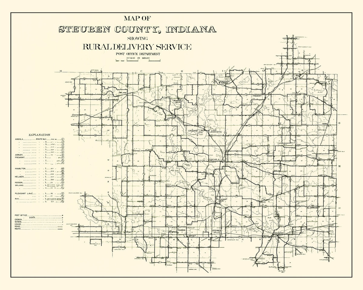 Preview of Vintage Map of Steuben County, Indiana 1910