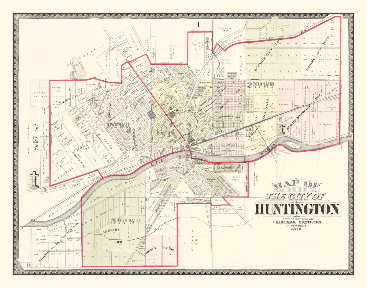 Preview of Vintage Map of Huntington, Indiana 1879