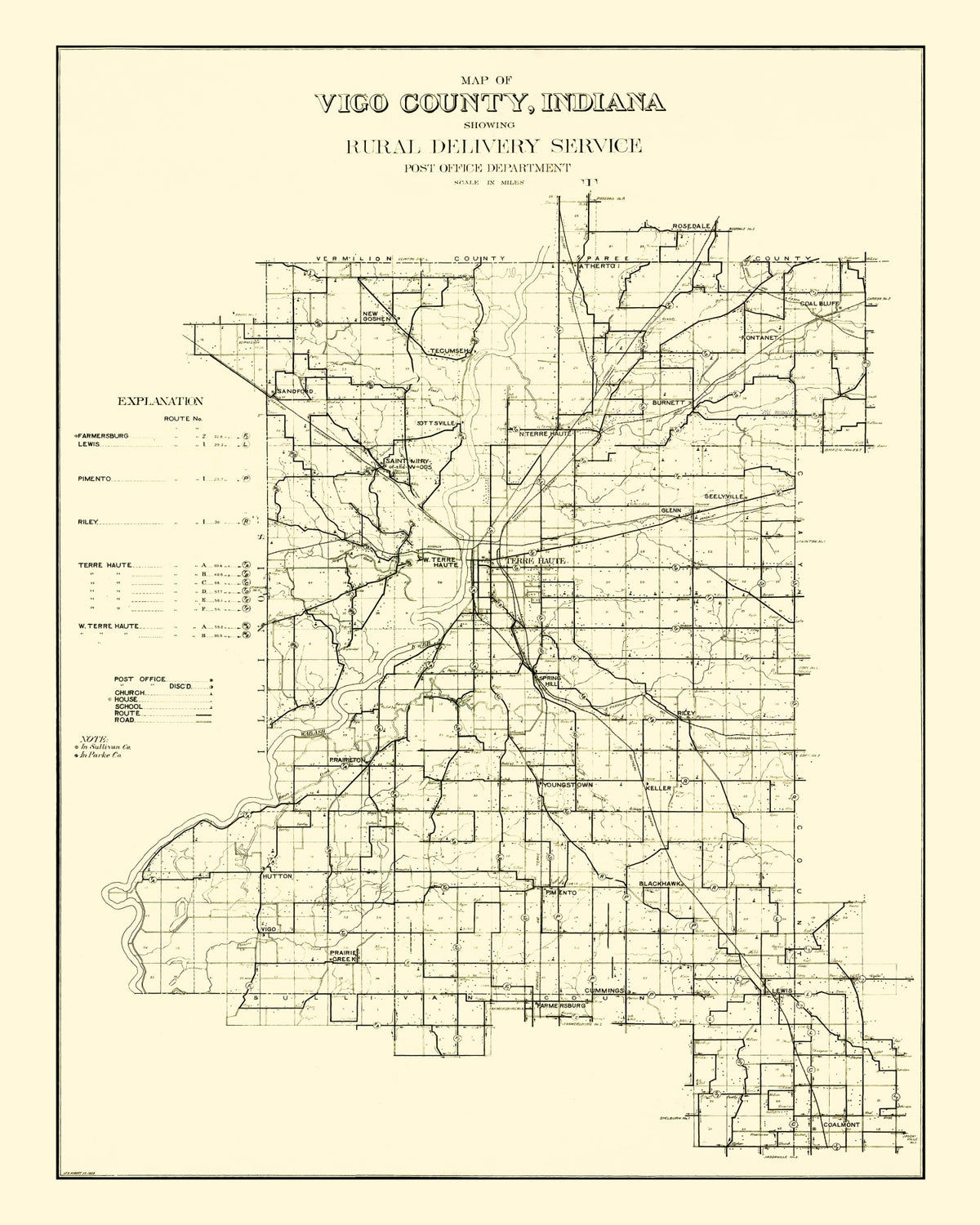 Preview of Vintage Map of Vigo County, Indiana 1909