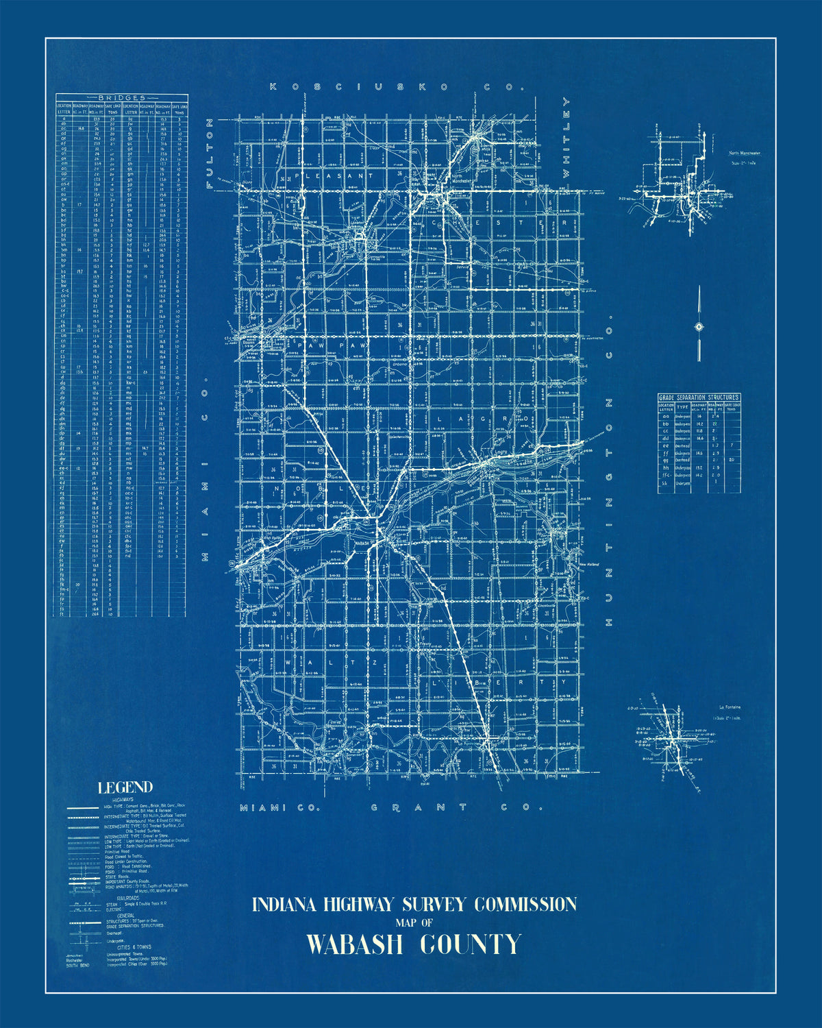 Preview of Vintage Map of Wabash County, Indiana 1936