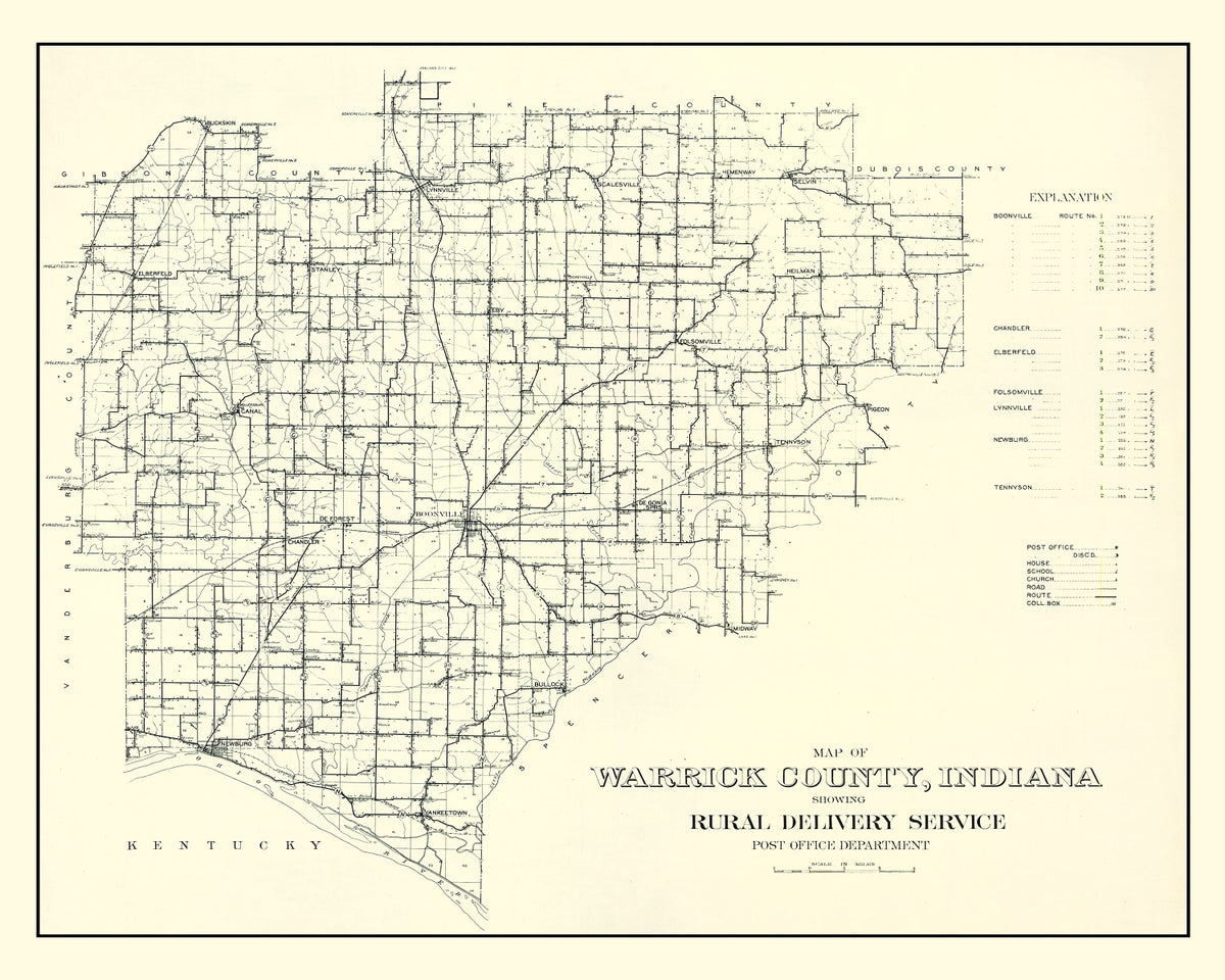 Preview of Vintage Map of Warrick County, Indiana 1910
