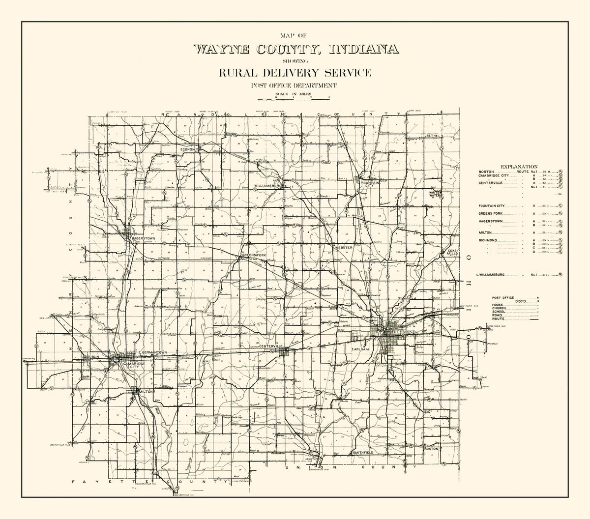 Preview of Vintage Map of Wayne County, Indiana 1910