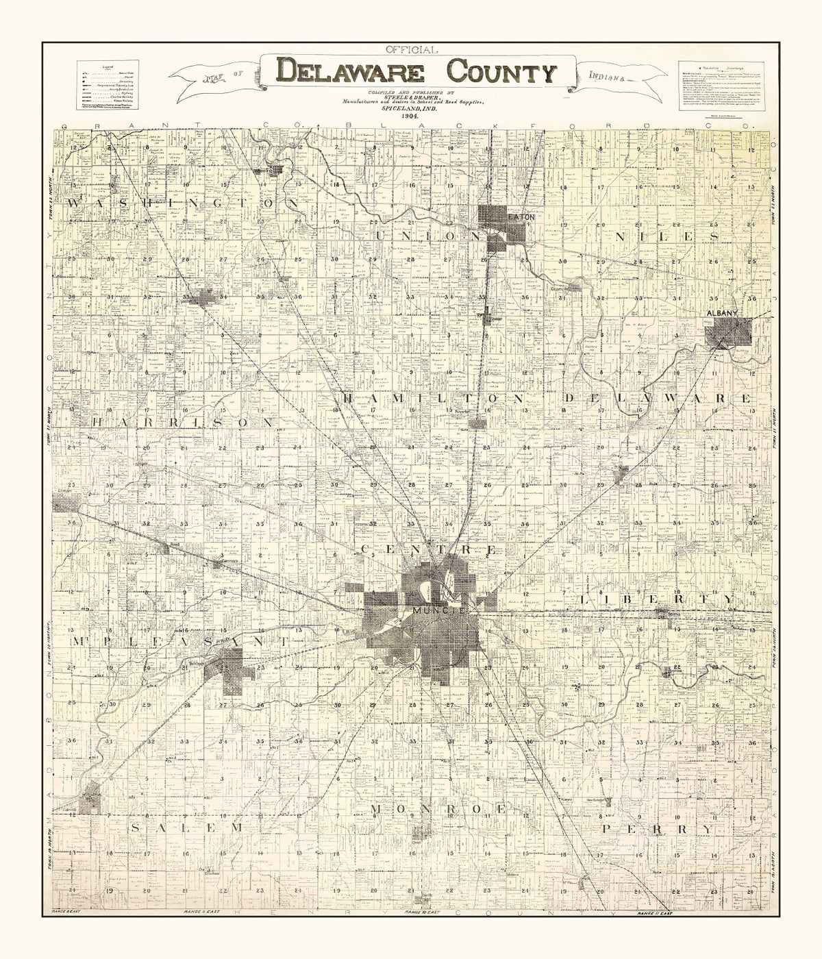 Preview of Vintage Map of Delaware County, Indiana 1904