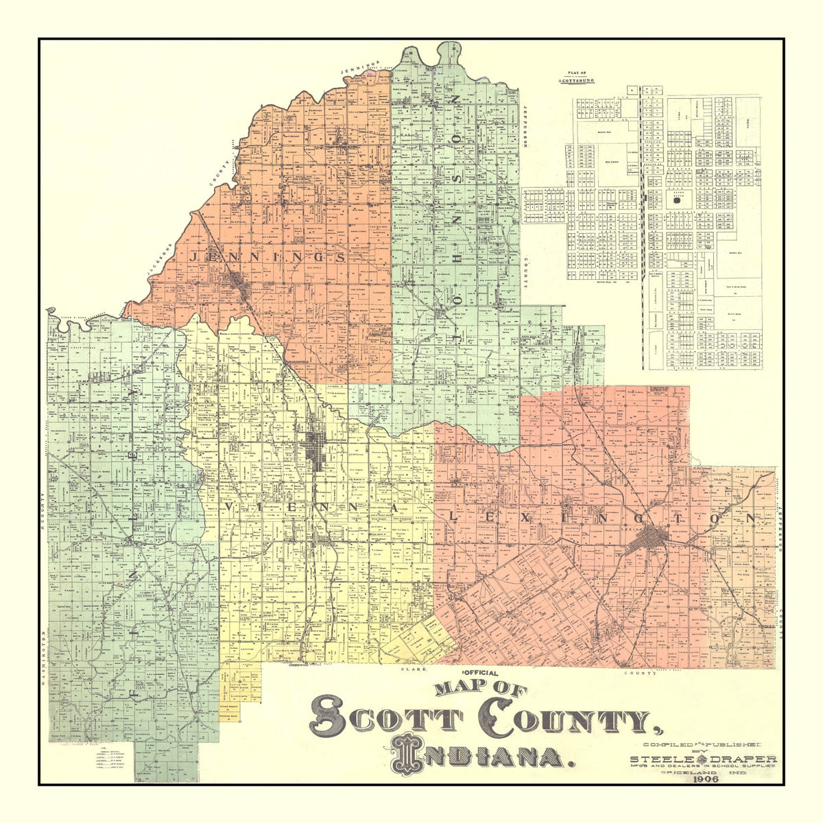 Preview of Vintage Map of Scott County, Indiana 1906