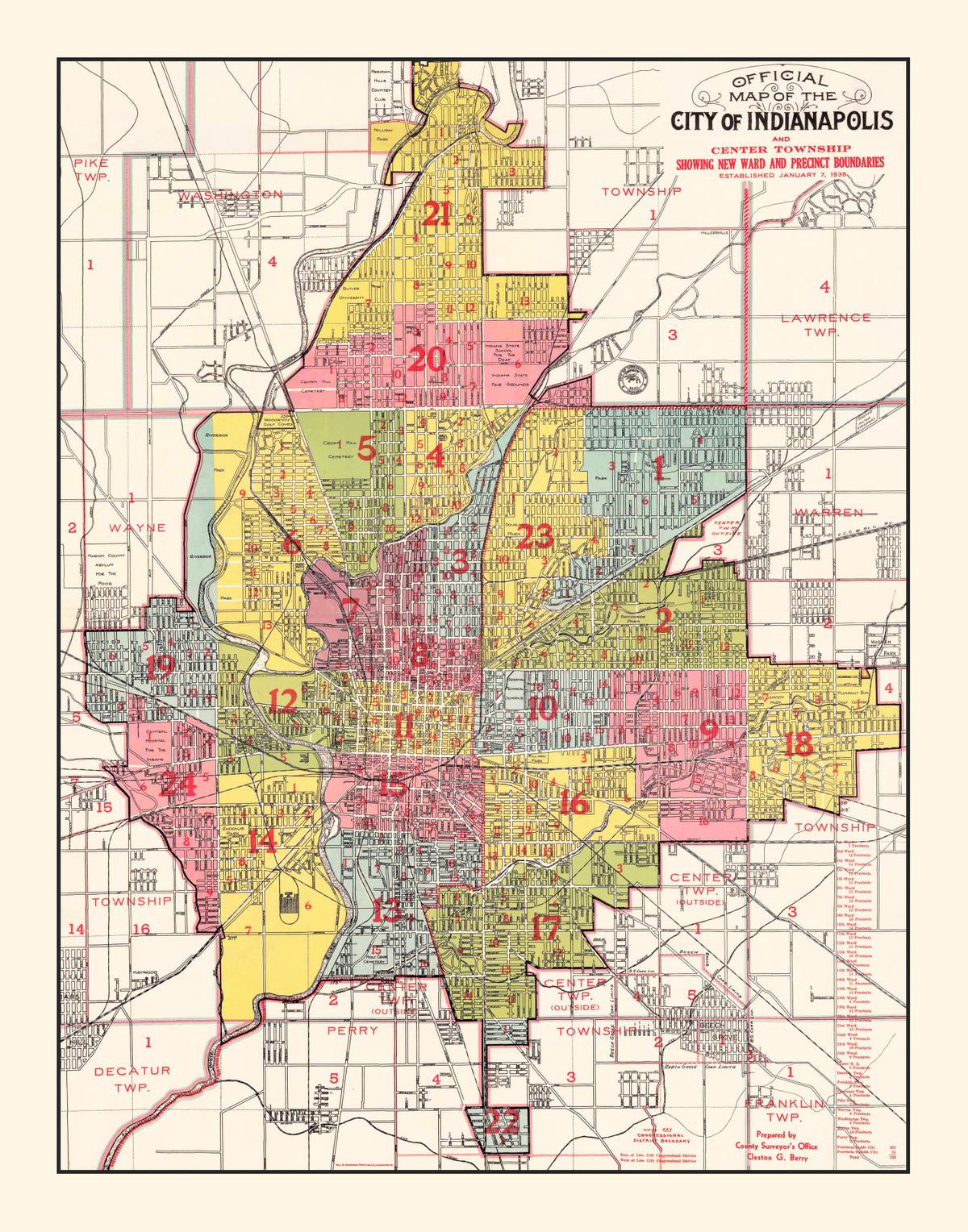 Preview of Vintage Map of Indianapolis, Indiana 1938