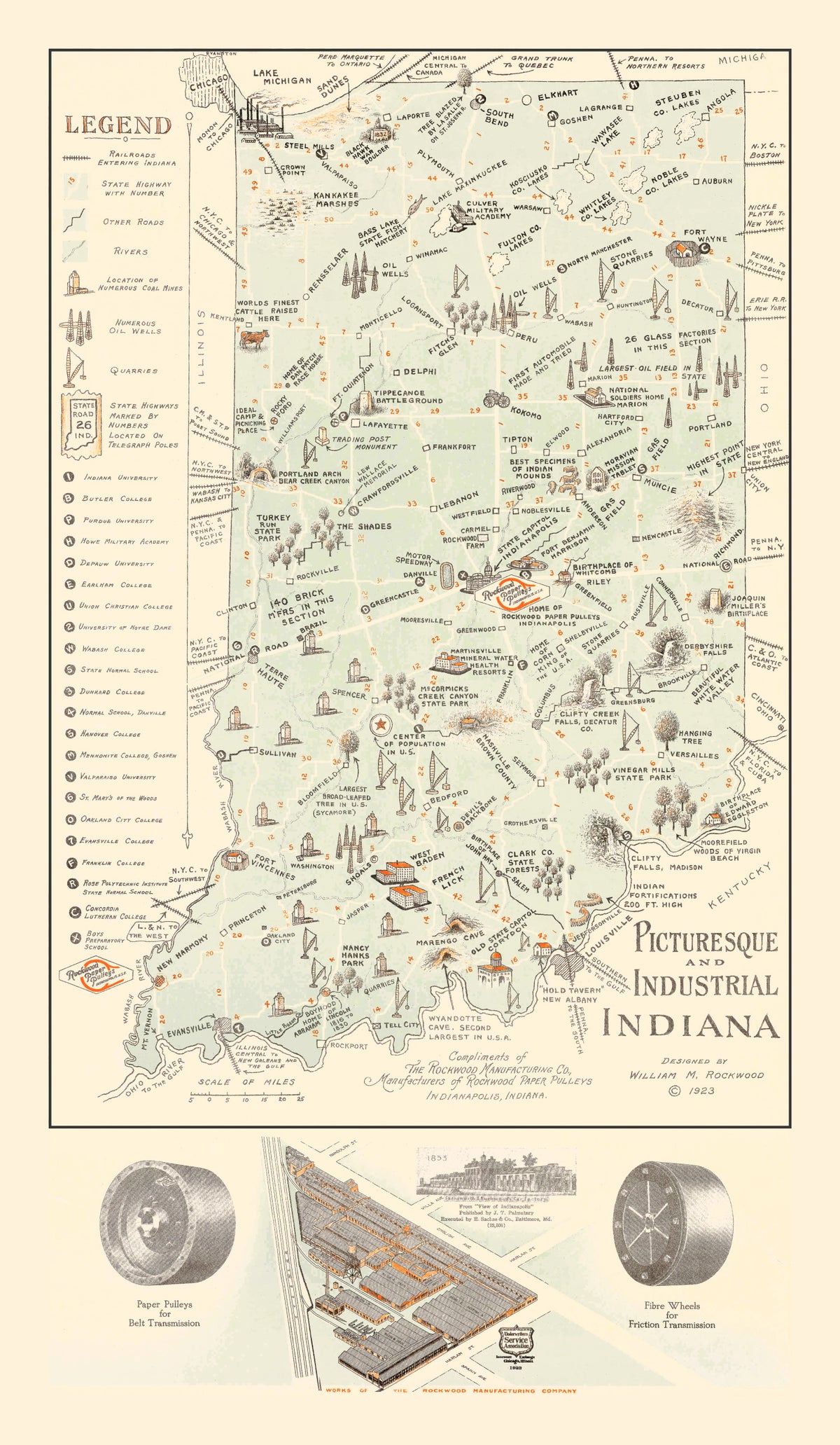 Preview of Vintage Map of Indiana 1923