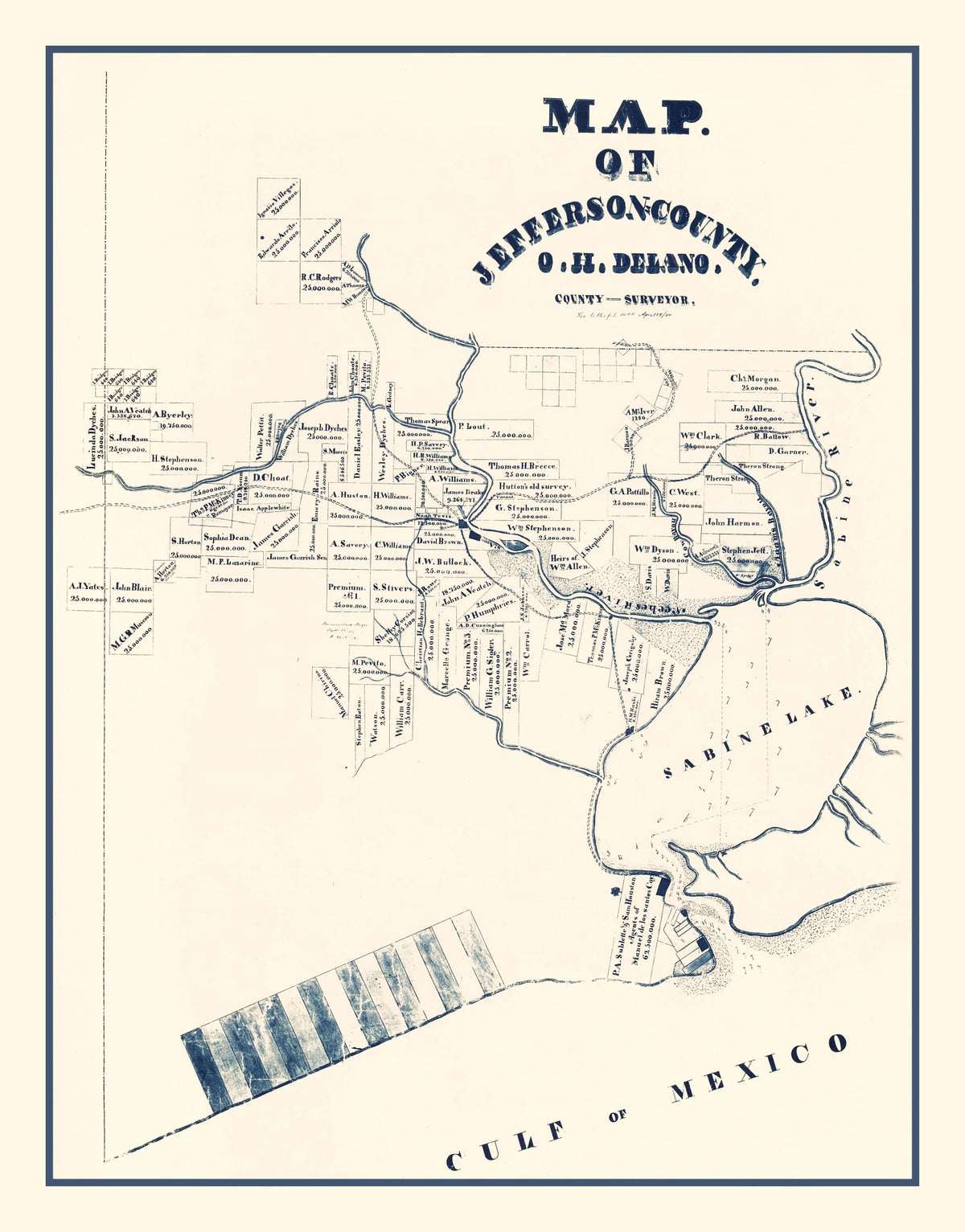 Preview of Vintage Map of Jefferson County, Texas 1840