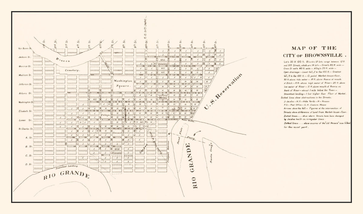 Preview of Vintage Map of Brownsville, Texas 1878