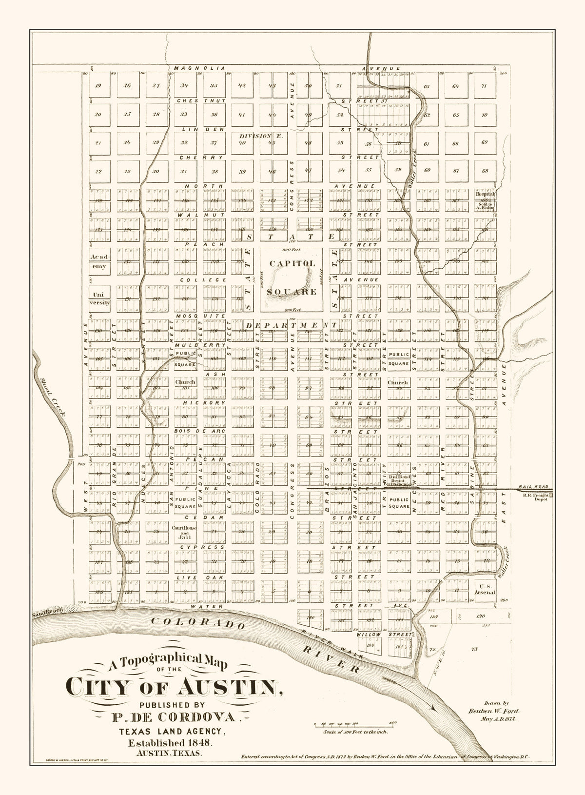 Preview of Vintage Map of Austin, Texas 1872