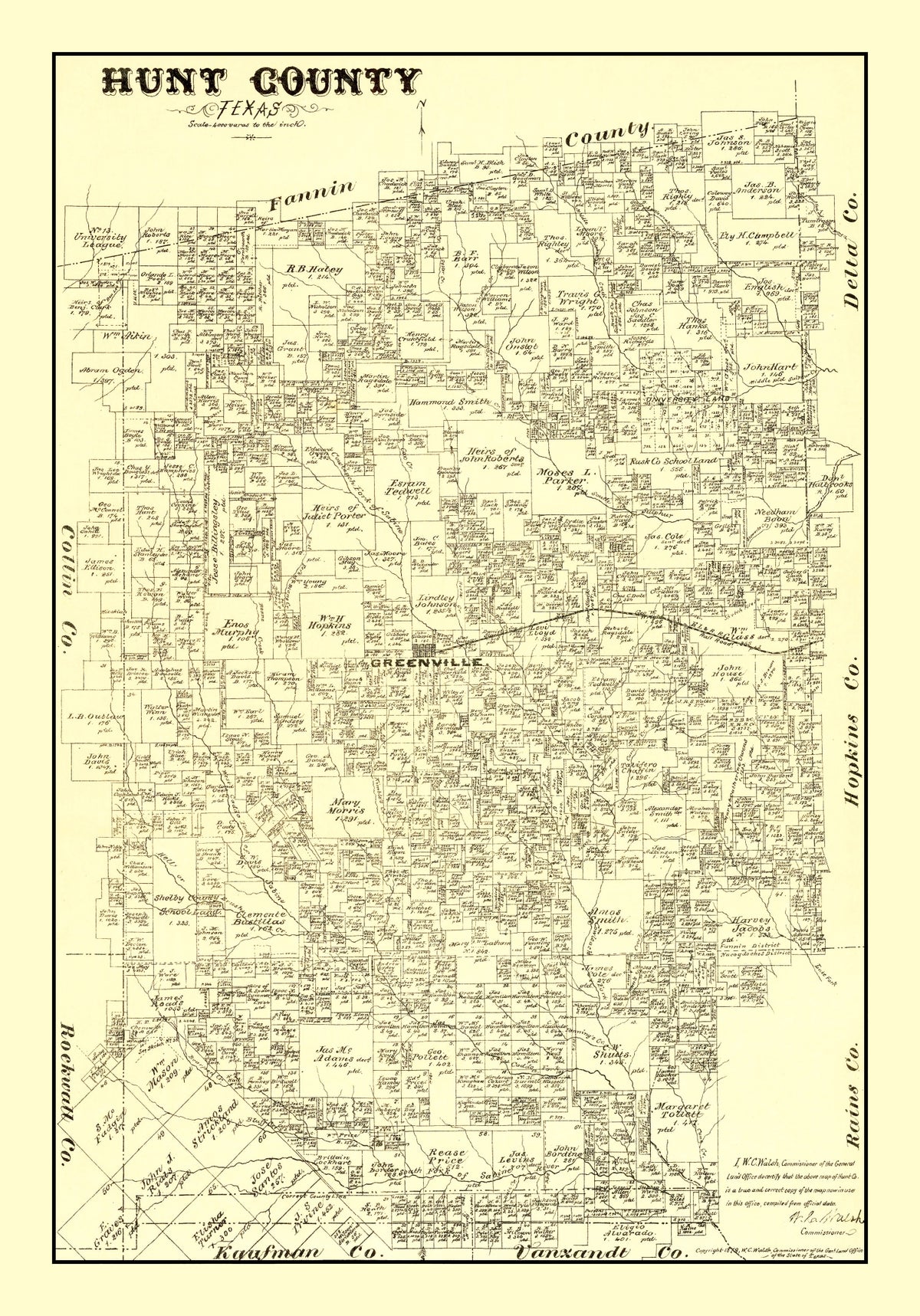 Preview of Vintage Map of Hunt County, Texas 1879