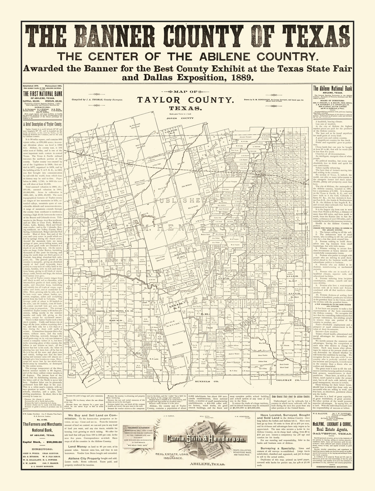 Preview of Vintage Map of Taylor County, Texas 1889