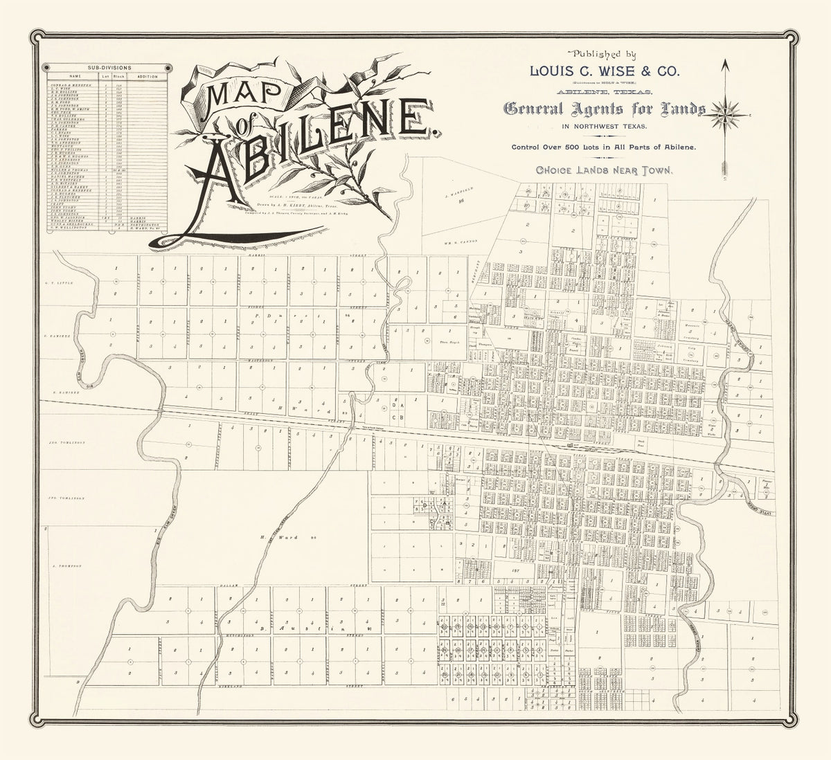 Preview of Vintage Map of Abilene, Texas 1885