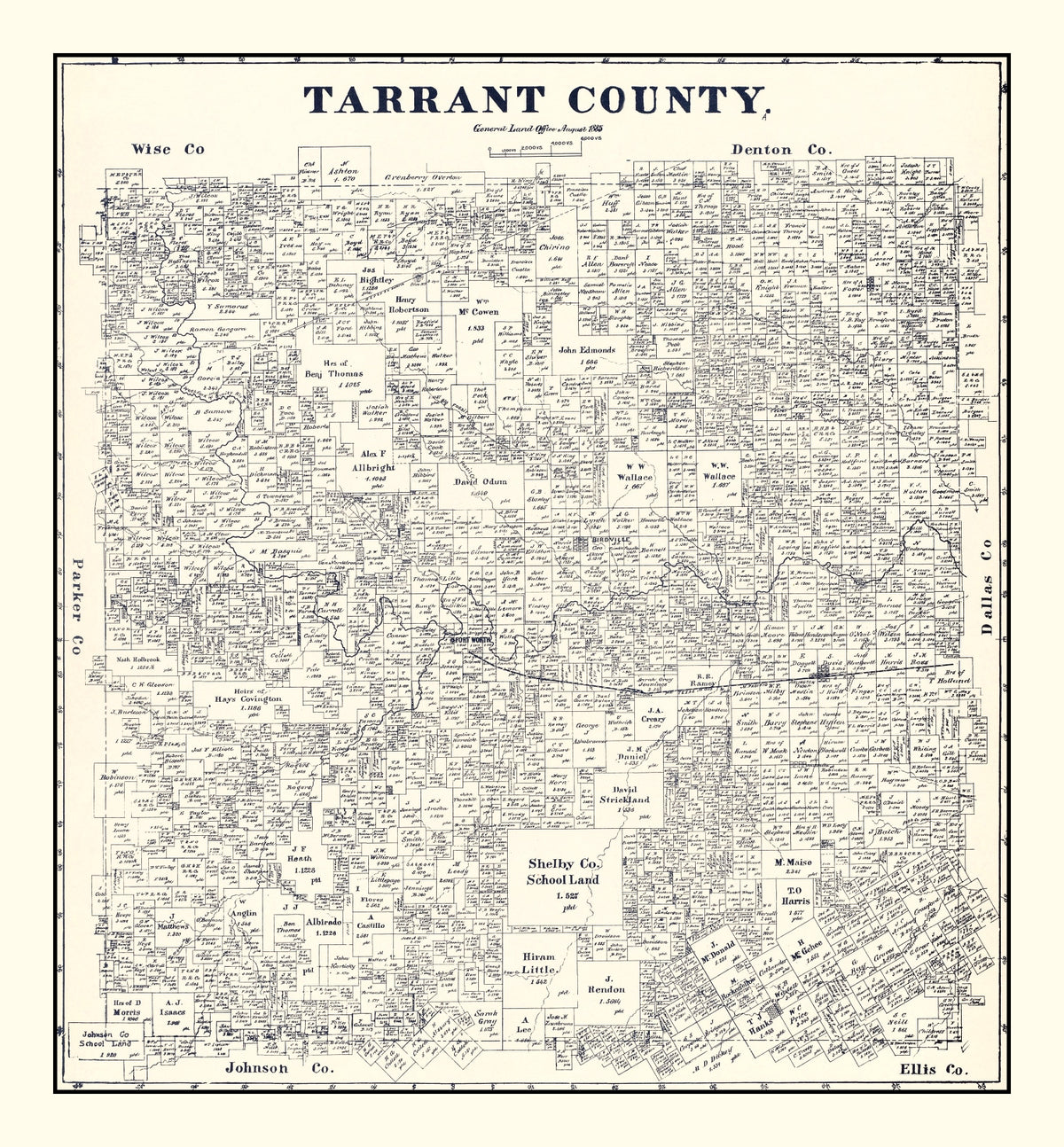 Preview of Vintage Map of Tarrant County, Texas 1885