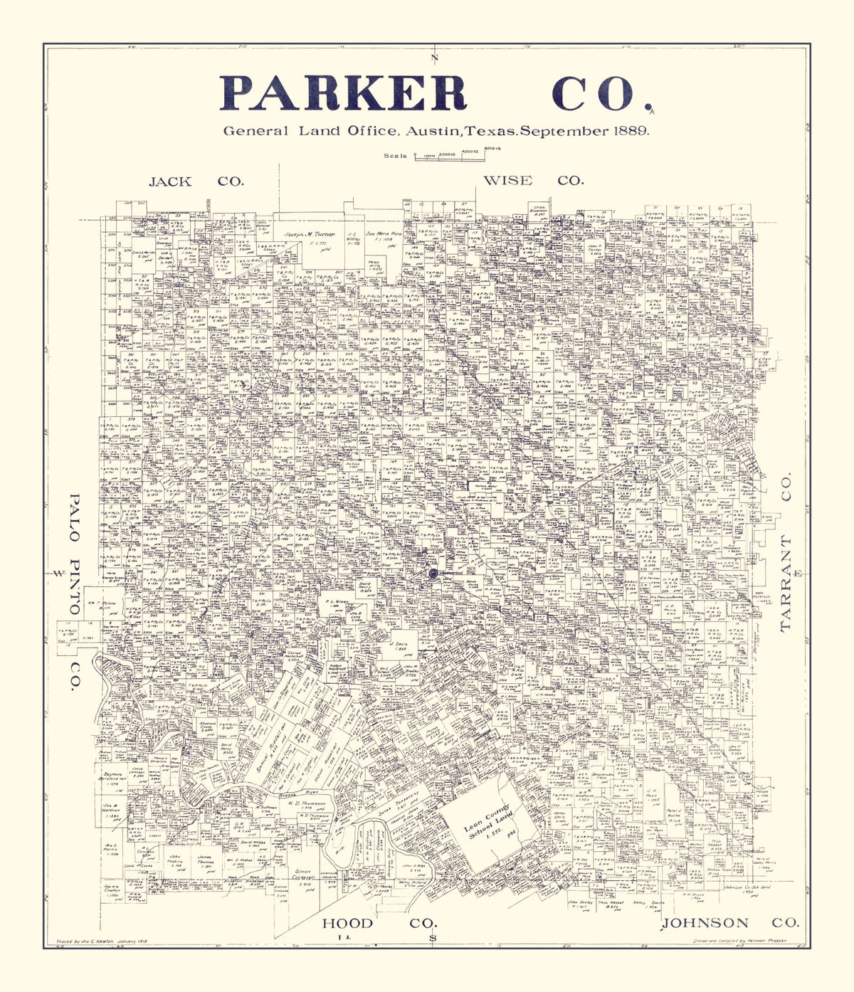 Preview of Vintage Map of Parker County, Texas 1889