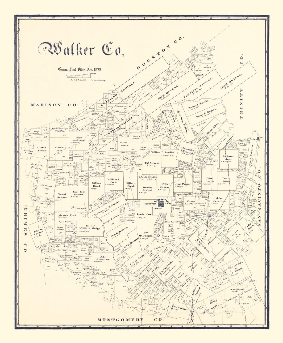 Preview of Vintage Map of Walker County, Texas 1889