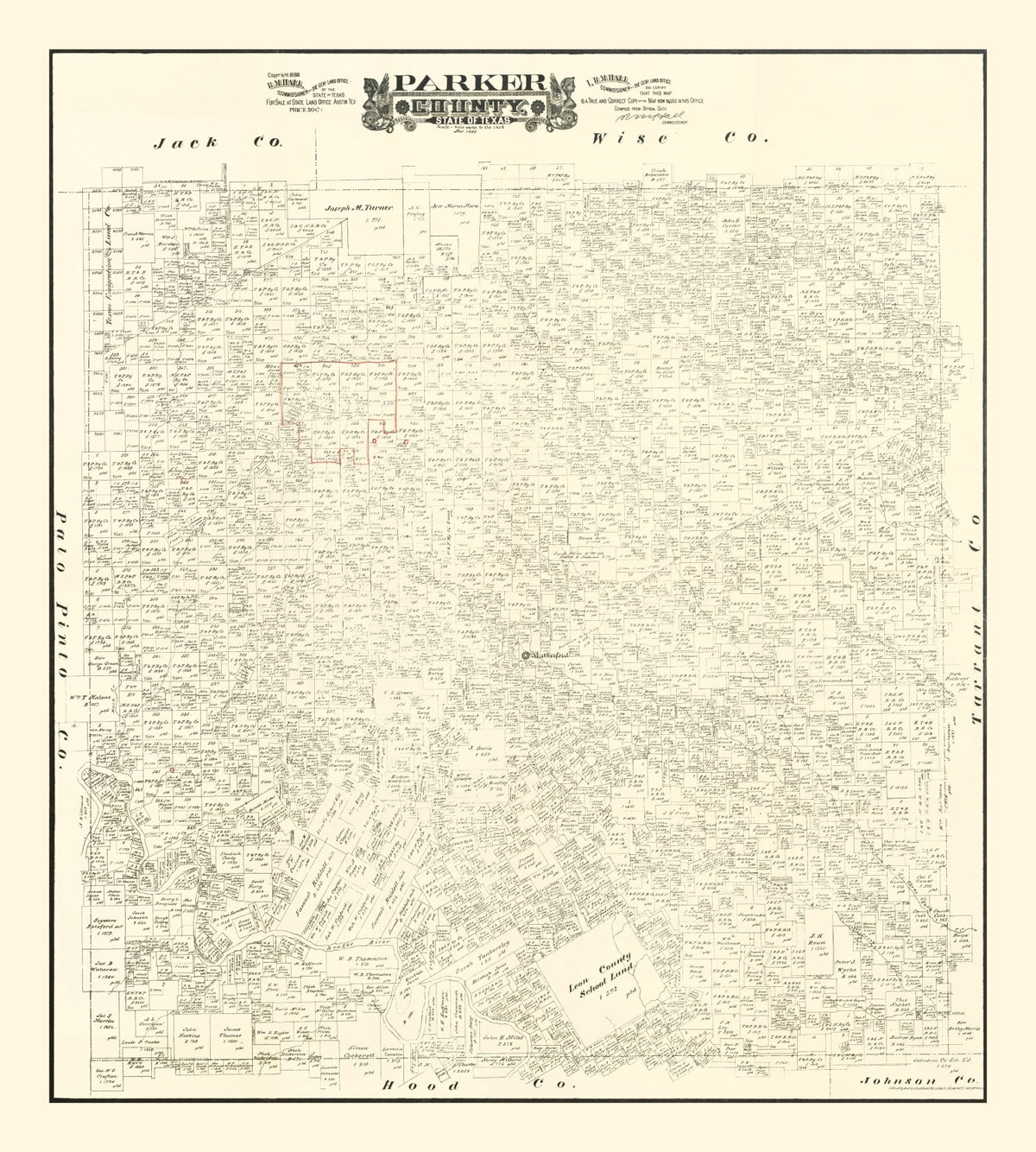 Preview of Vintage Map of Parker County, Texas 1889