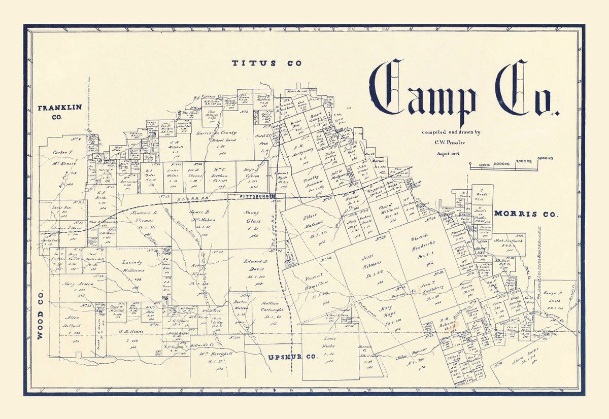 Preview of Vintage Map of Camp County, Texas 1897