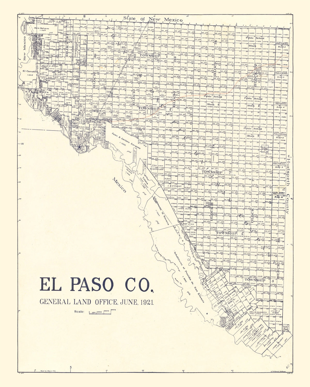 Preview of Vintage Map of El Paso County, Texas 1921