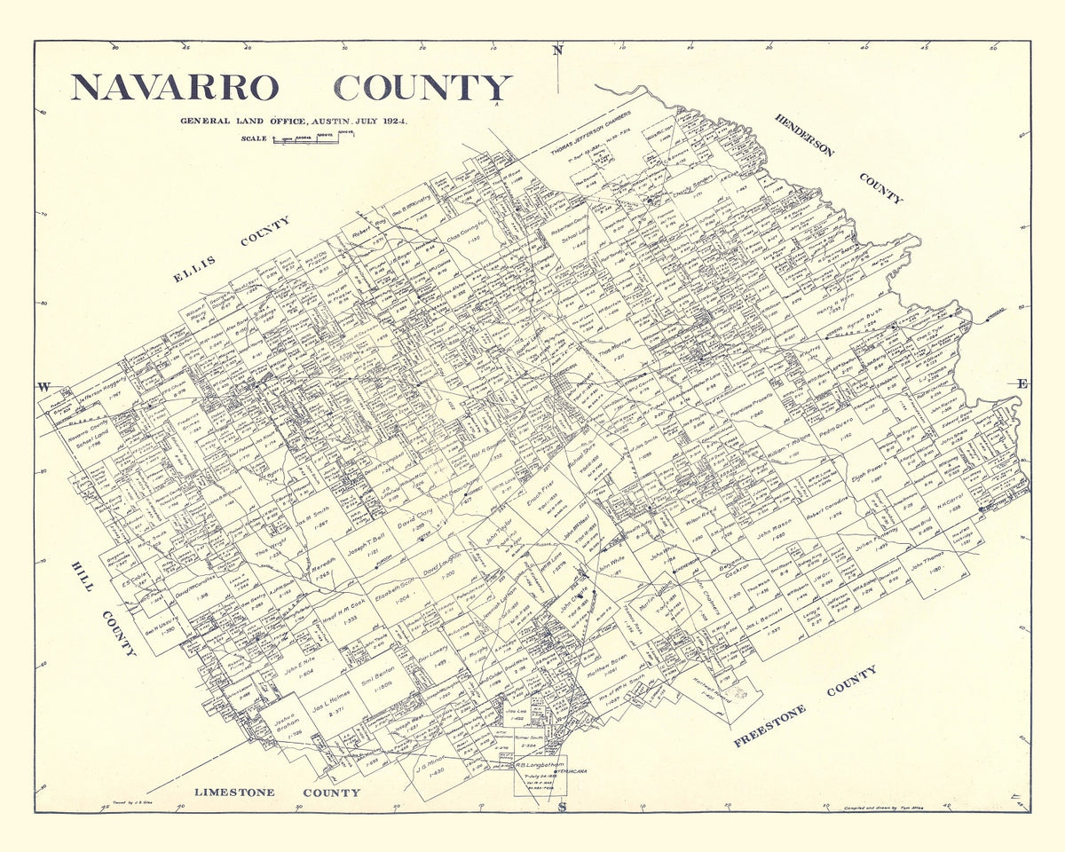 Preview of Vintage Map of Navarro County, Texas 1924