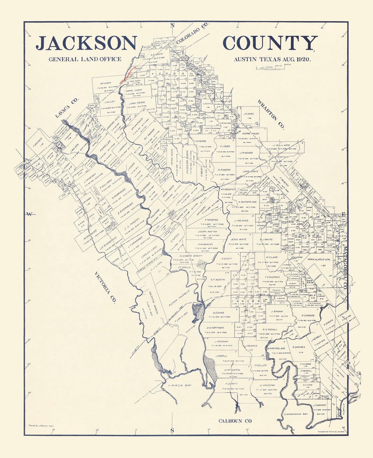 Preview of Vintage Map of Jackson County, Texas 1920
