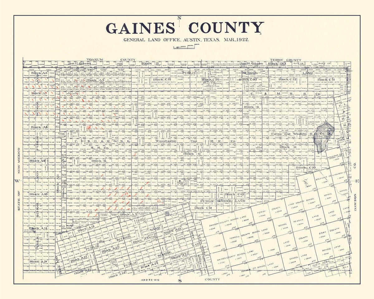 Preview of Vintage Map of Gaines County, Texas 1922