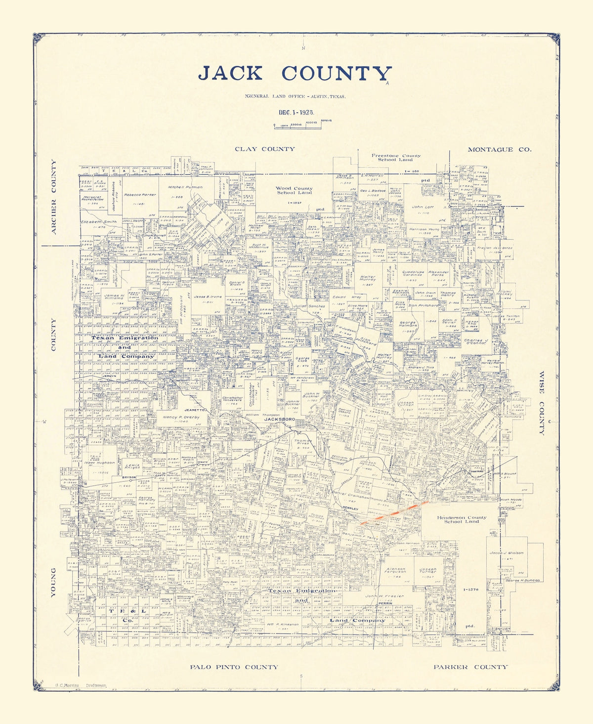 Preview of Vintage Map of Jack County, Texas 1925