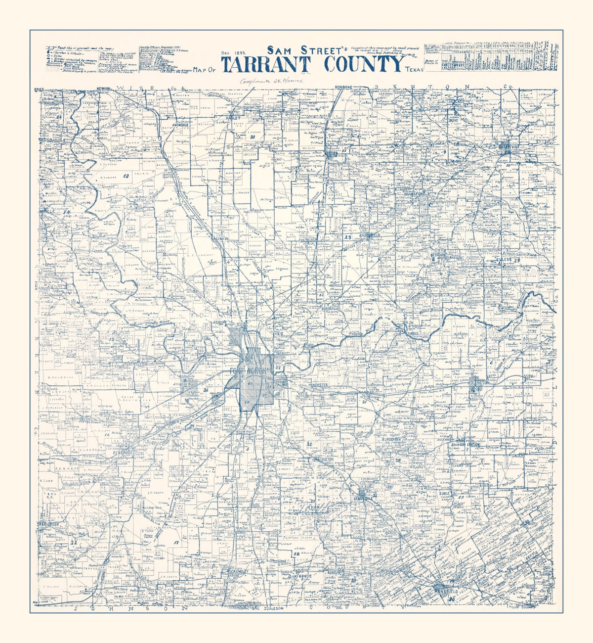 Preview of Vintage Map of Tarrant County, Texas 1925