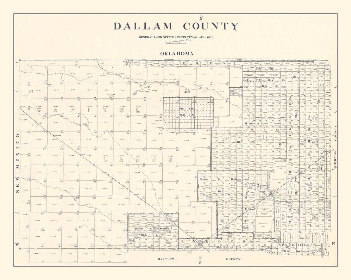 Preview of Vintage Map of Dallam County, Texas 1926