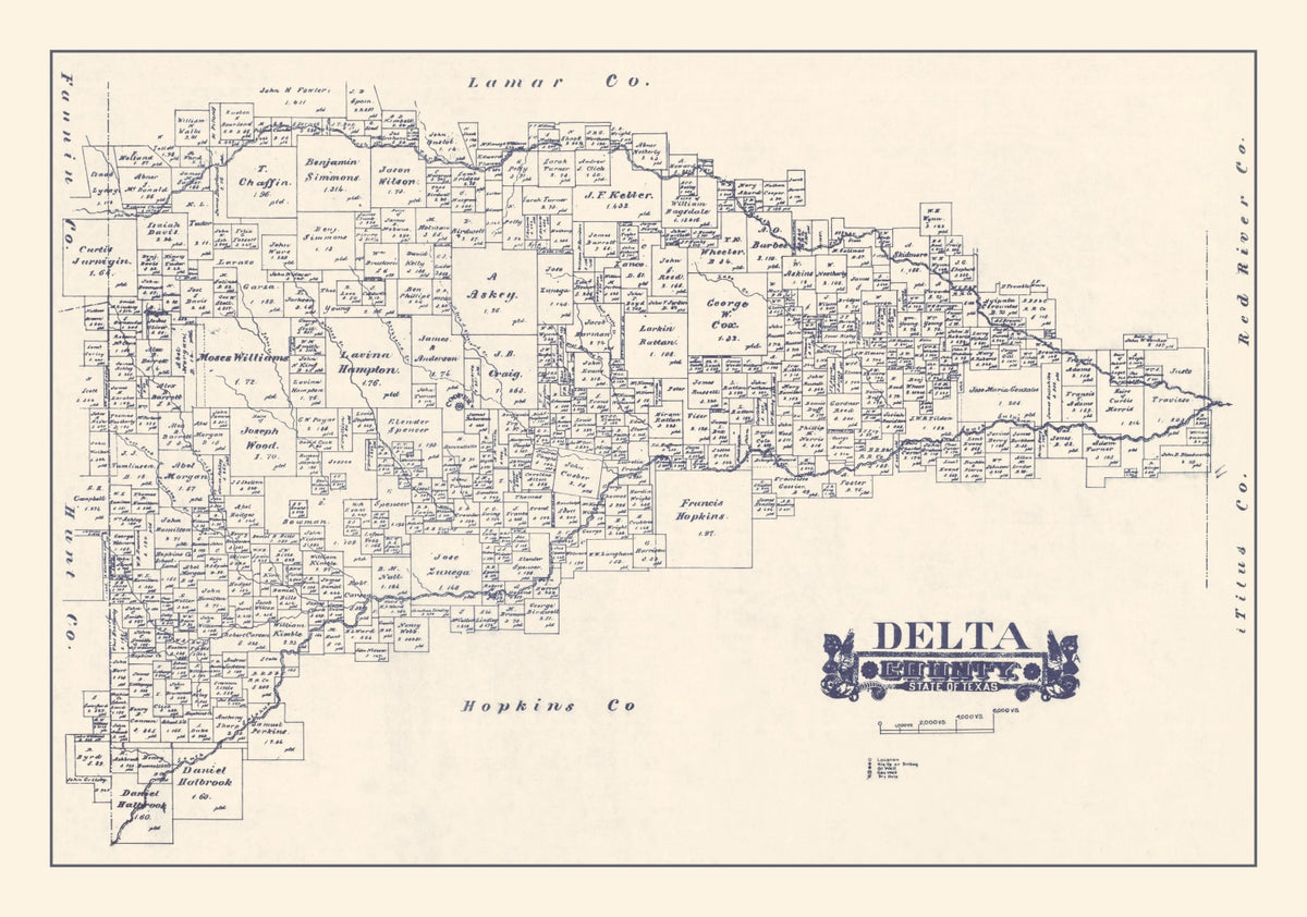 Preview of Vintage Map of Delta County, Texas 1927
